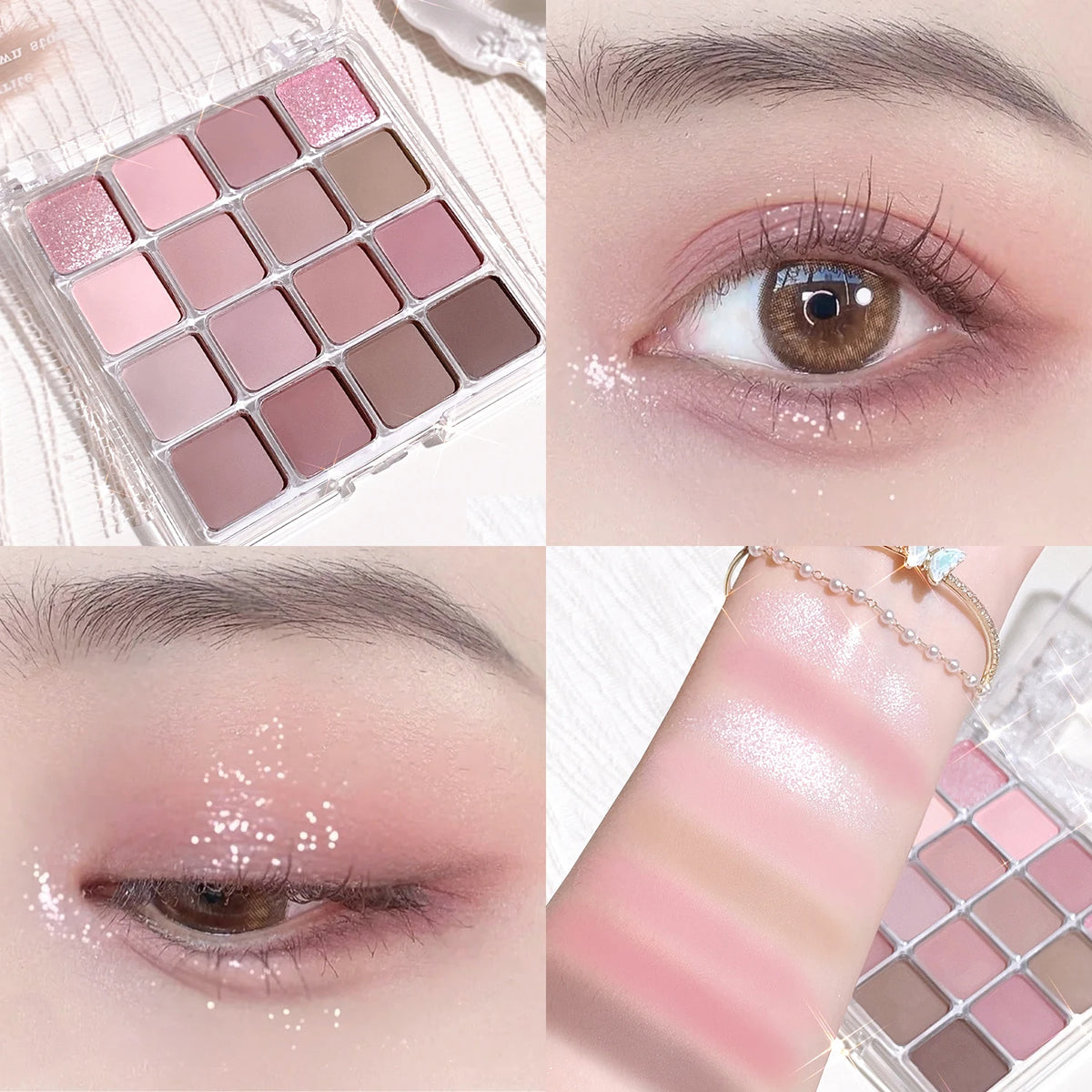 16-color sunset magic eye shadow tray pearl matte earth color Korean makeup eye shadow