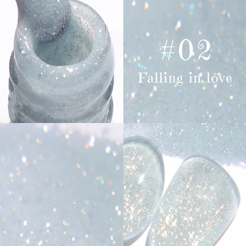 MIANEL1-12pcs 12ML Pink Blue White Green Series With Explosive Glitter Gel Nail Polish, Popular Yun Brocade Diamond Gel Polish