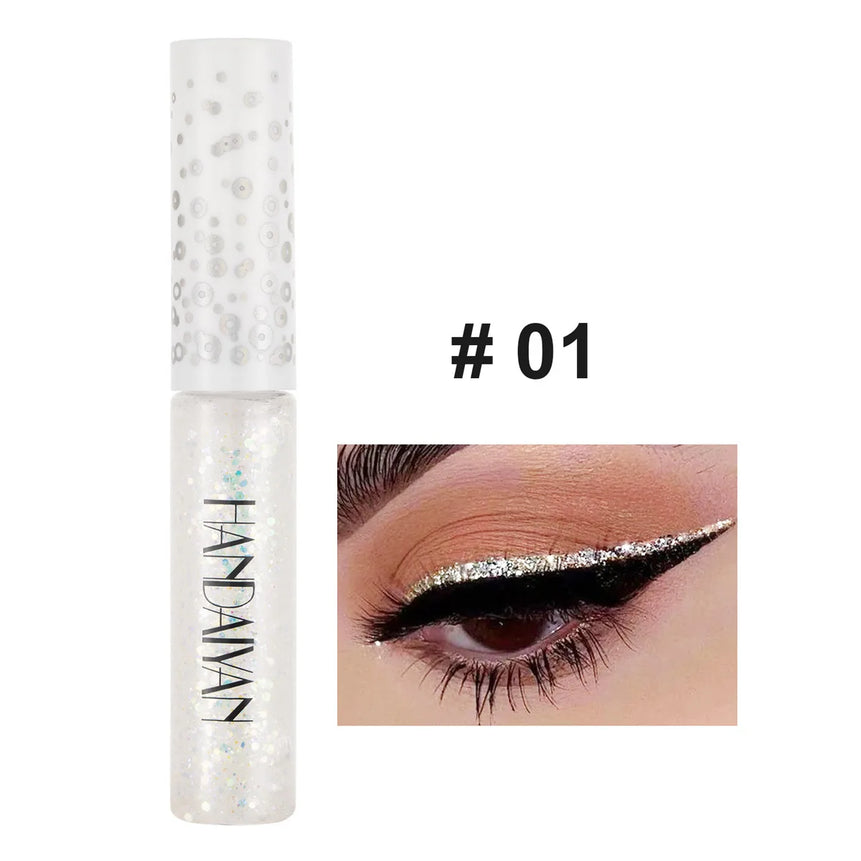 12 Colors Shiny Eye Liners Cosmetics For Women Pigment Silver Rose Gold Color Glitter Liquid Eyeliner Metallic Colorful Makeup