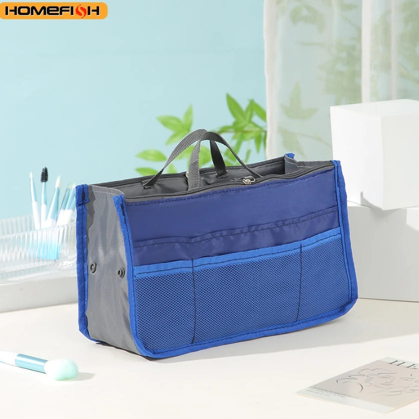HOMEFISH Multi Functional Large Capacity Makeup Bag Portable Double Zipper Toiletries Travel Storage Bag Mommy Bag Multi Pocket