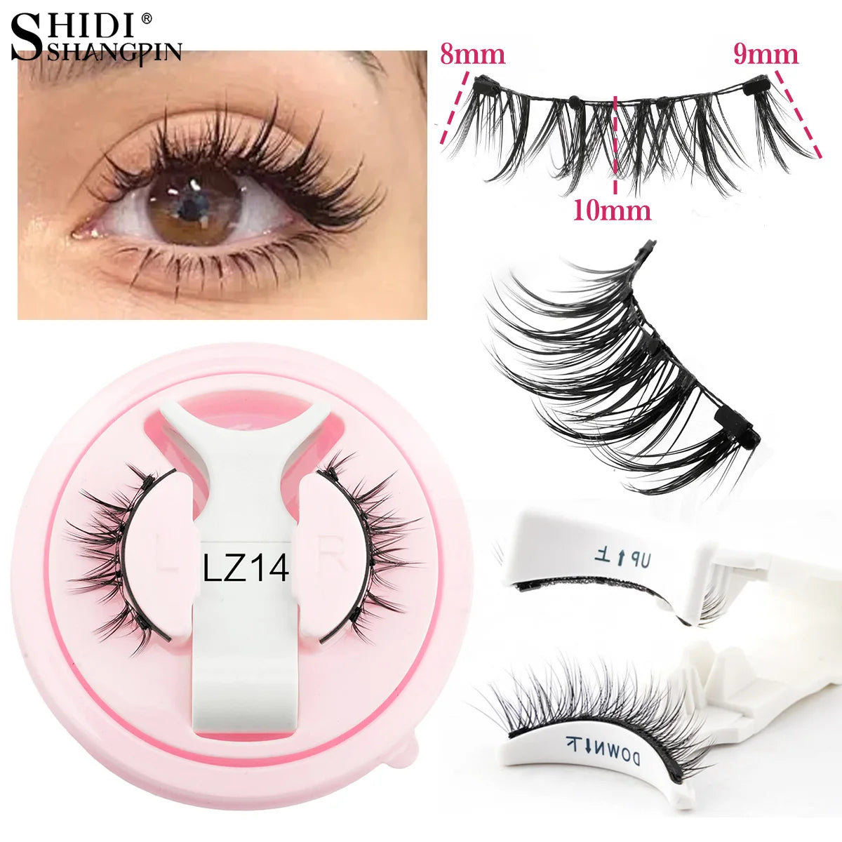 Hot 1 Pair Magnetic Eyelashes Handmade Fluffy Faux Mink Lashes Reusable Natural False Eyelashes and Magnetic Tweezers Set Makeup
