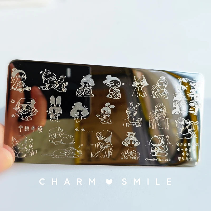 Cartoon Characters Stamping Plates  French Line Geometry  Flowers Leaves Animals Image Stainless Steel Nail Art Template Stencil