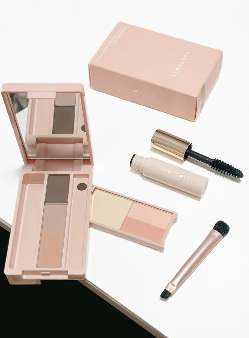 Judydoll Eyebrow Palette All-in-One Portable Powder Travel Makeup Set MultiFunction Mascara Blush Contouring