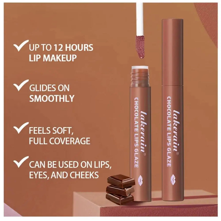 Velvet Matte Lip Glaze Waterproof Long Lasting Non Sticky Chocolate Lip Gloss Set