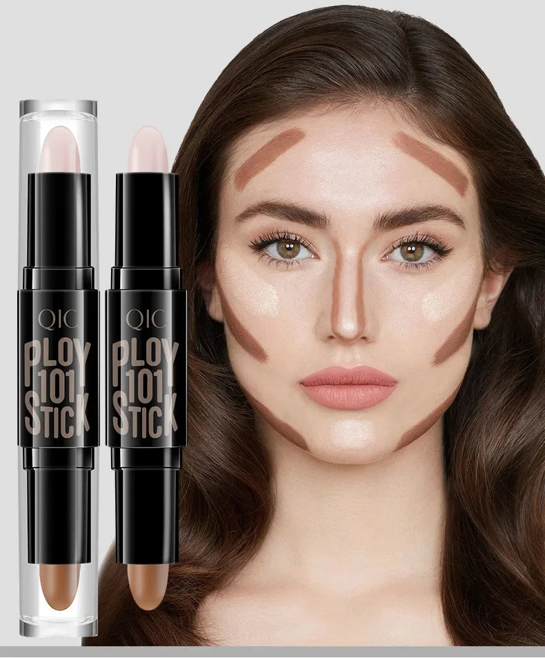 QIC/YANQINA Double-headed Concealer Stick Three-dimensional Repair Volume Brighten Face Highlight Concealer Pen Makeup