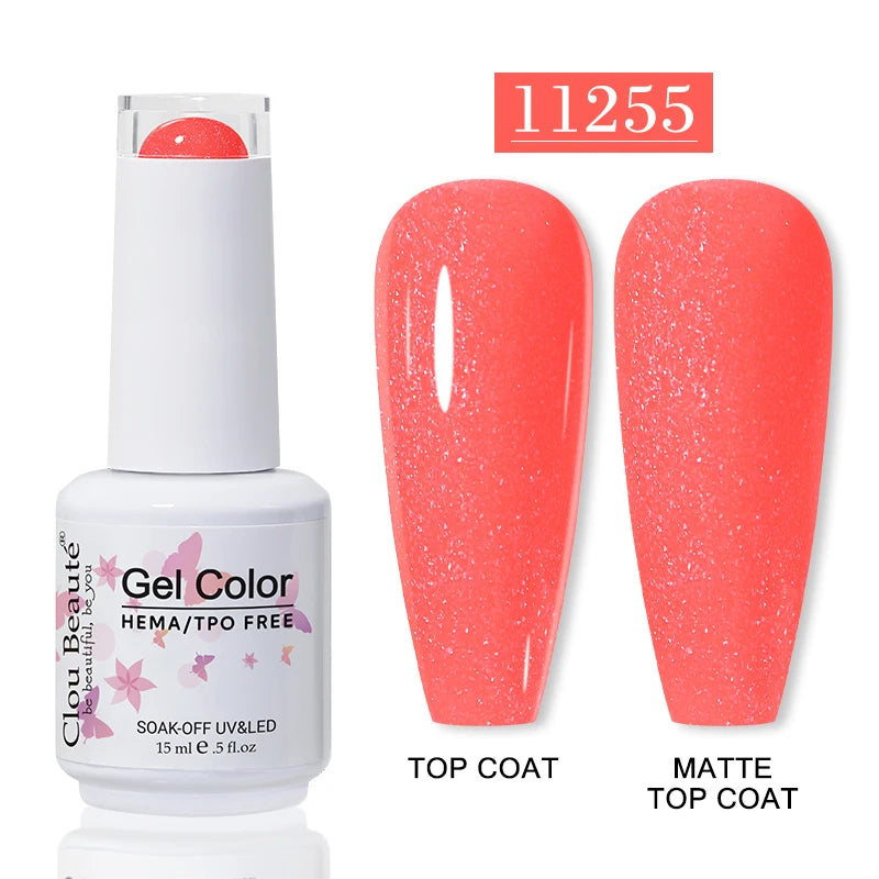 Clou Beaute Glitter Gel Nail Varnishes Winter Color Sparkling Sequins Soak Off UV LED Varnish Nail Art Decoration Base Top Coat