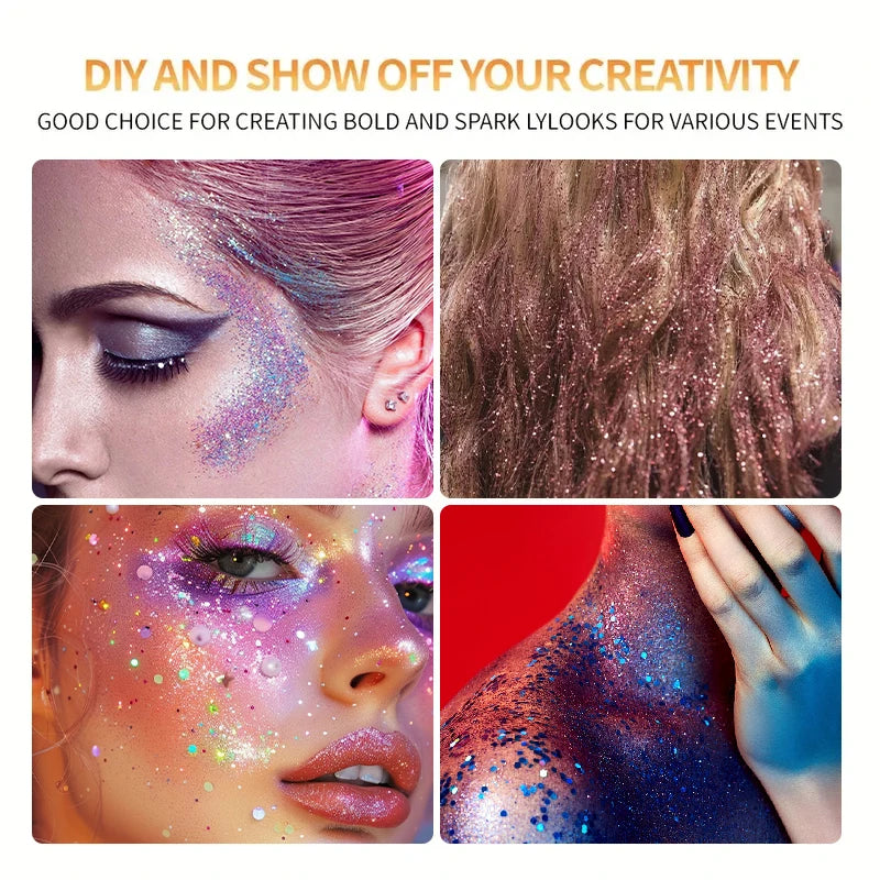 Liquid highlighter spray, high shine glitter spray, holographic highlighter spray, long lasting body halloween party makeup