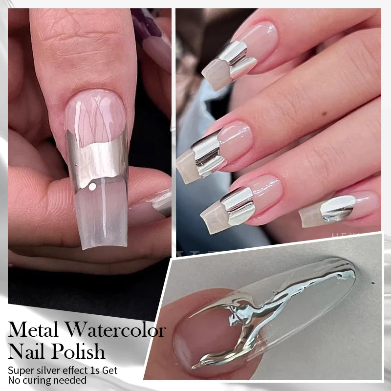 BORN PRETTY Metal 10ml Watercolor Nail Polish Air Dry Marble Nail Polish Gradient Ink for Painting Manicure DIY at Home