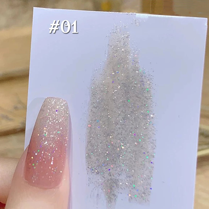 MIANEL1-12pcs 12ML Pink Blue White Green Series With Explosive Glitter Gel Nail Polish, Popular Yun Brocade Diamond Gel Polish