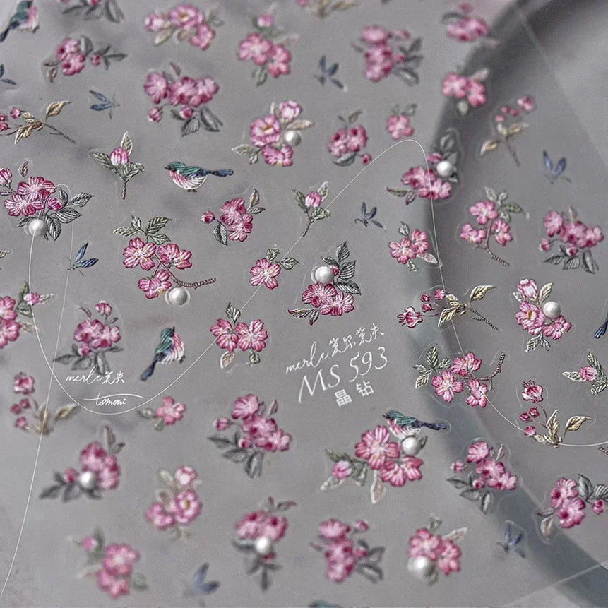 Shiny Jelly Butterfly Charming Golden Gradient Bowknot 5D Self Adhesive Nail Art Sticker Flower Petal Rhinestone Manicure Decals