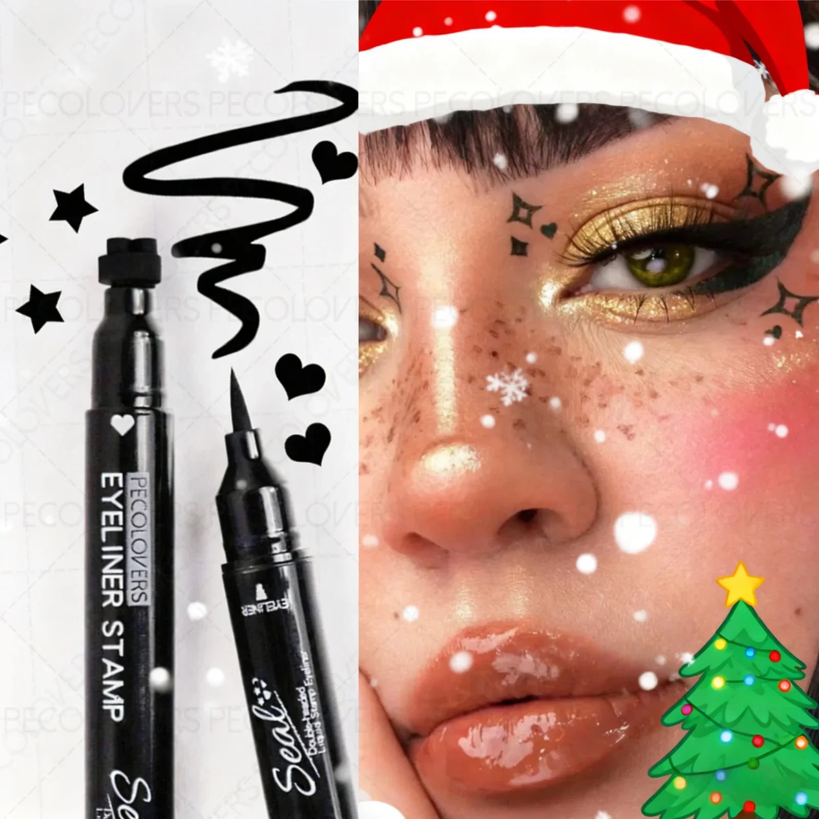 1PC Waterproof Silky Seal Eyeliner - Dual-ended, Quick-drying and Long-lasting Liquid Eyeliner, Perfect for Christmas