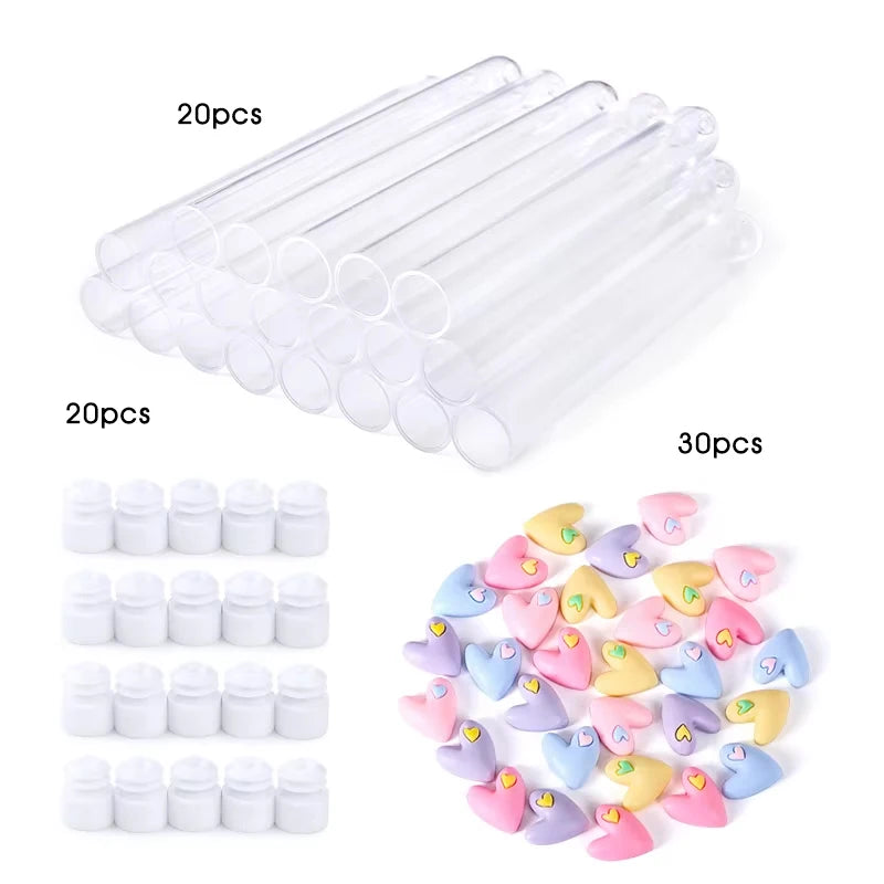 20Pcs Reusable Eyelash Brush Tube Christmas Style Disposable Mascara Wands Applicator with Tube Dust-proof Tubes Makeup Tools