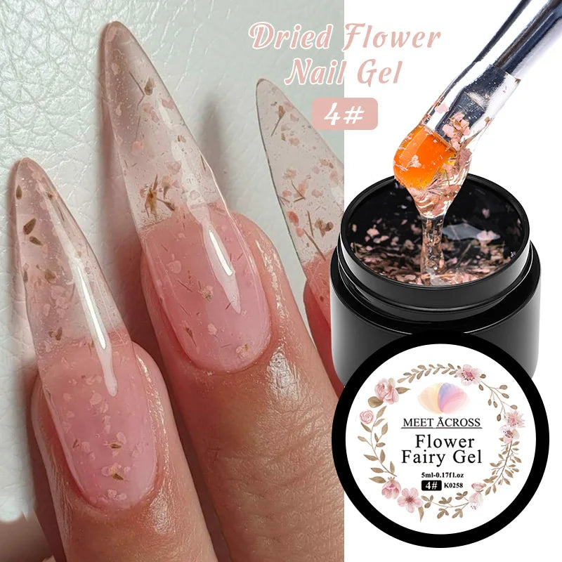 5ml Pink Dried Flower Nail Gel Polish Semi Permanent Natural Flower Fairy Nail Art Gel Soak Off UV Painting Varnishes For Nails