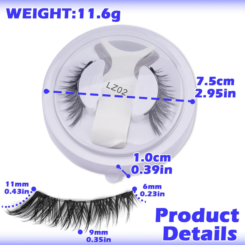 3D Magnetic False Eyelashes Tweezer Set Reusable Natural Eyelashes Mink False Lash Professional Eyelash Extension Makeup Tool