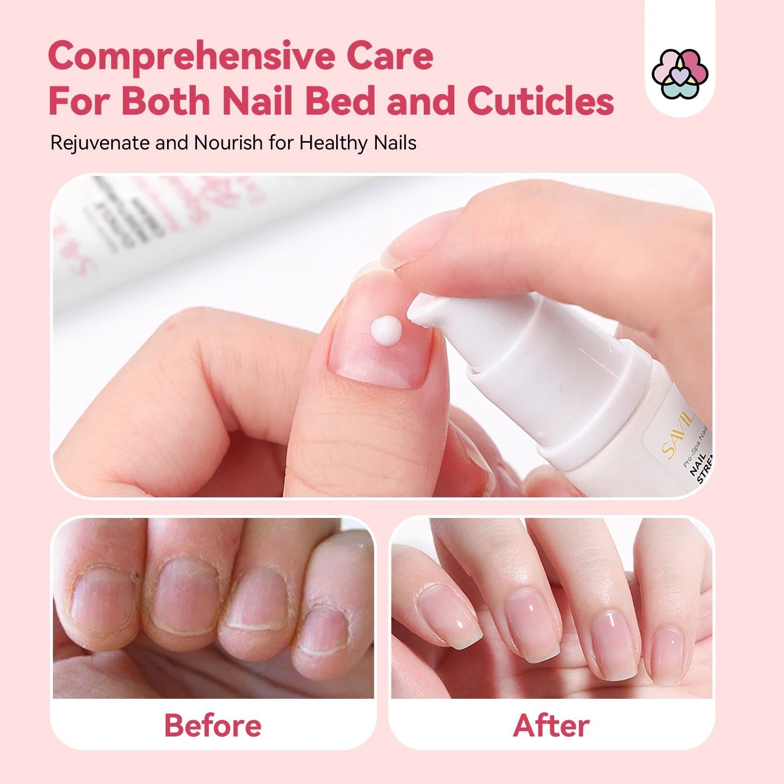SAVILAND Nail Strengthener with VE and Keratin for Damaged Nails Strengthens Nails And Cuticles Protector Finger Nail Care