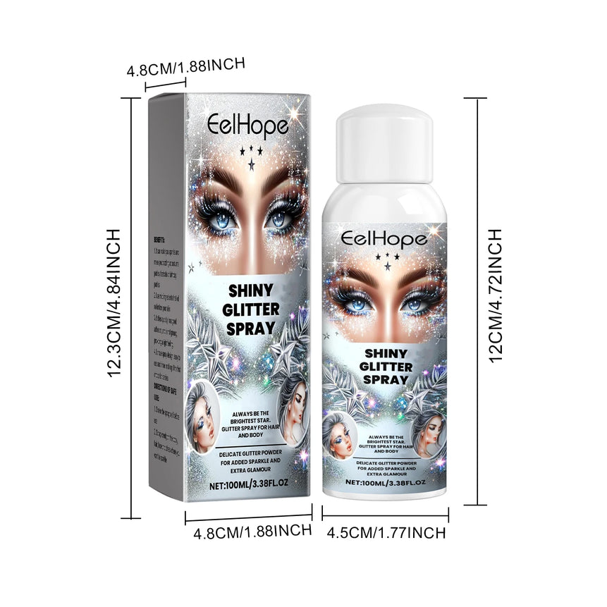 Fashion Highlighter Powder Spray for Hair Body Clothes Shiny High Gloss Glitter Powder Spray For Christmas Holiday Party