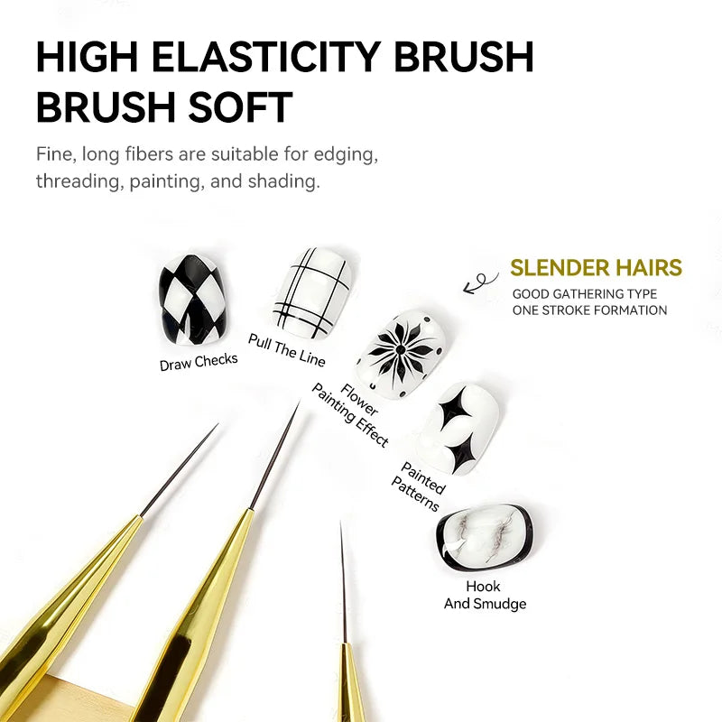 Professional Nail Art Brush Tip Painting Drawing Carving Dotting Pen Flat Fan Liner for Acrylic Gel UV Polish Manicure Tools