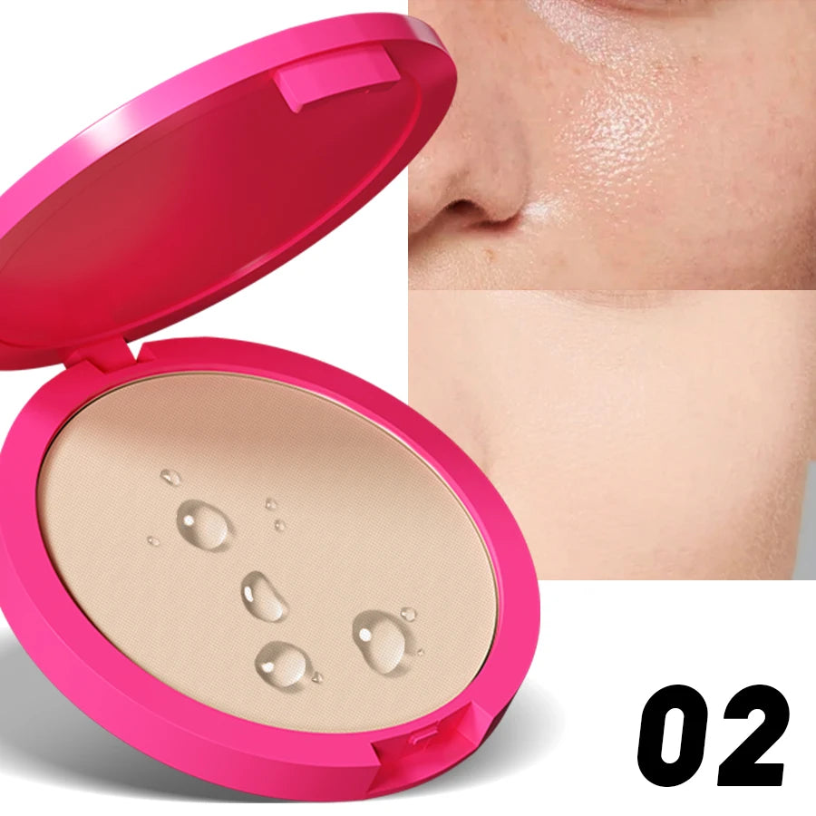 Natural Matte Pressed Powder Oil Control Brighten Whitening Face Base Foundation Compact  Makeup Cosmetics