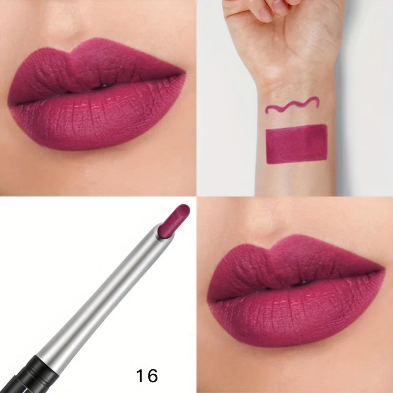 Waterproof Matte Lipliner Pencil Red Contour Tint Lipstick Long Lasting Non-stick Cup Moisturising Lips Makeup Cosmetic
