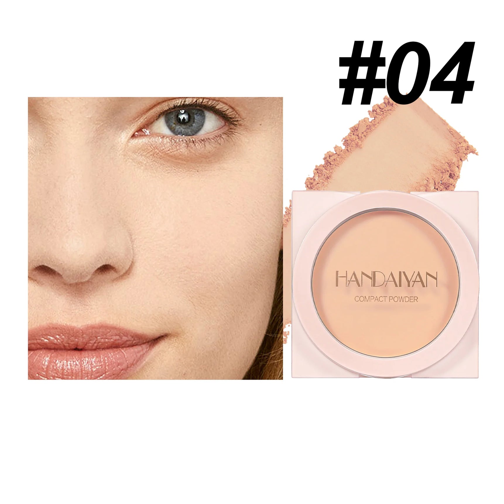 Wheat Powder Matte Finish Sweatproof Oil Control Dry Wet Dual-use Dark Skin Foundation Pressed Powder