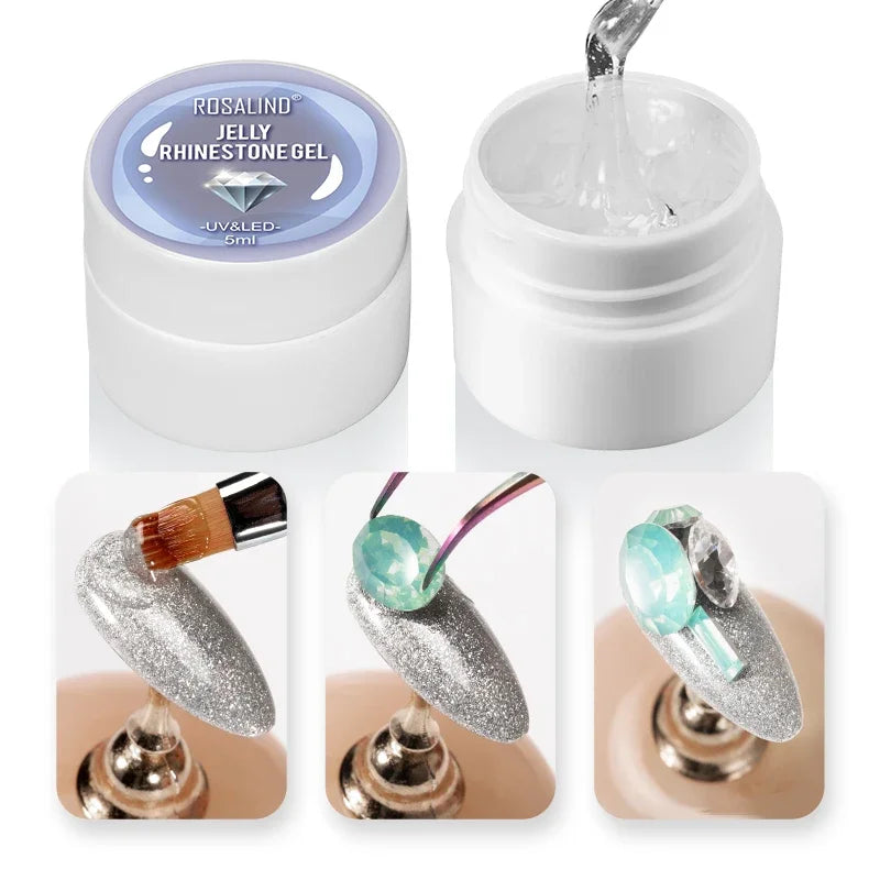 ROSALIND Glossy Matte Top Coat Nail Gel Polish Rhinestone Top Coat Glue Gel Varnishes Semi Permanent UV/LED Cure