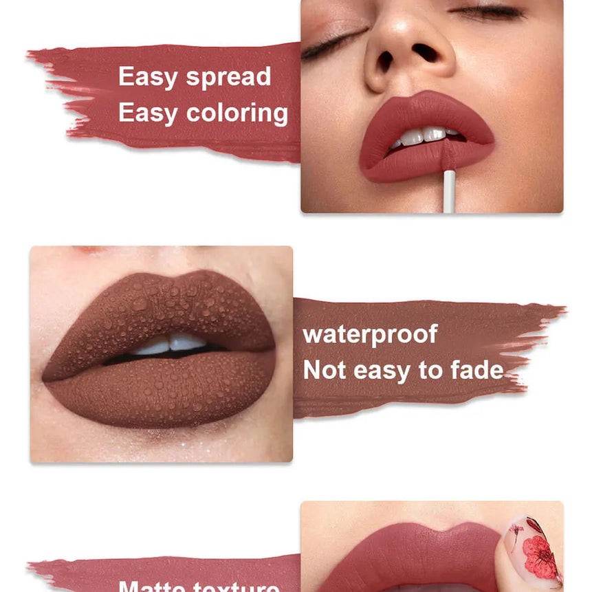CmaaDu Velvet Matte Liquid Lipstick Waterproof Long Lasting Nonstick Cup Mate Nude Red Lip Stick Lint Tube Makeup Cosmetics Lips