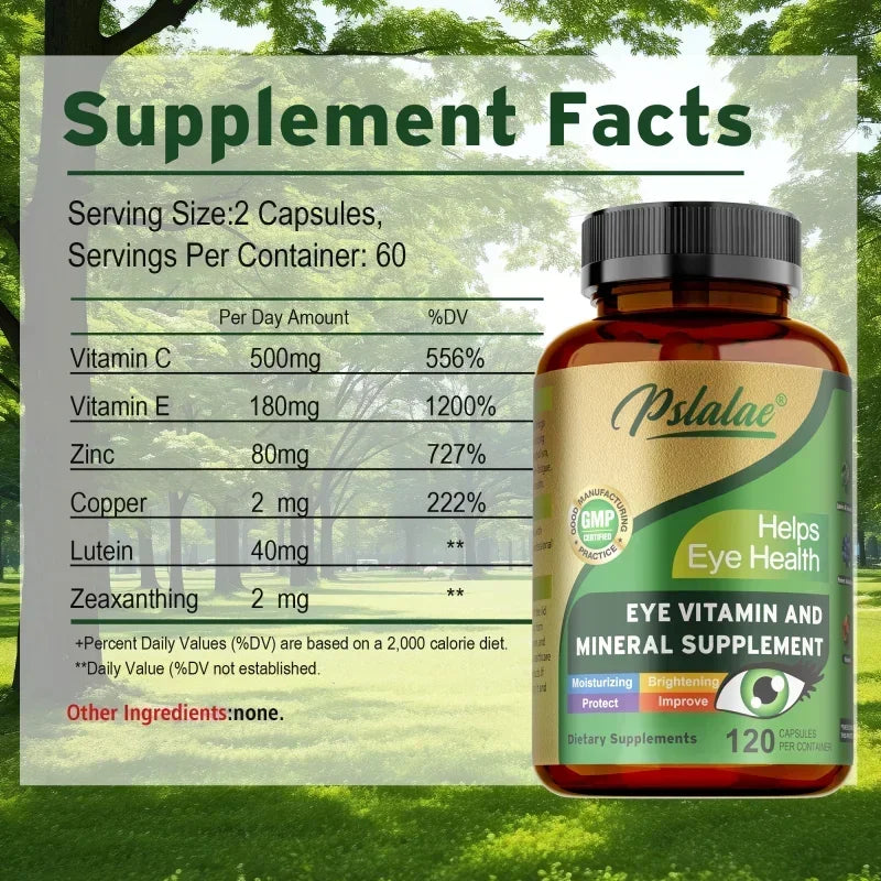 Lutein Eye Vitamins Supplement - with Lutein, Vitamin C and Zeaxanthin, Eyestrain, Dry Eyes & Vision Health Supplement