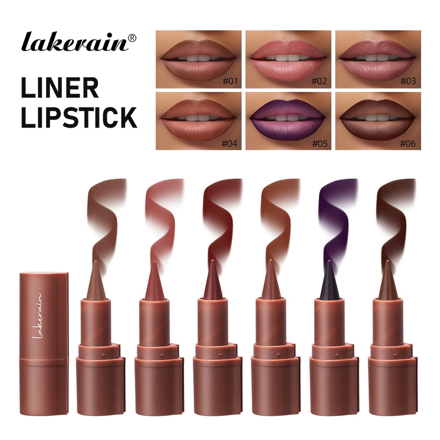 Lakerain Lip Liner Lipstick Pen Long Lasting Waterproof Gradient Quick Drying 2 IN 1 Lip Liner & Lipstick Sexy Matte Cosmetic