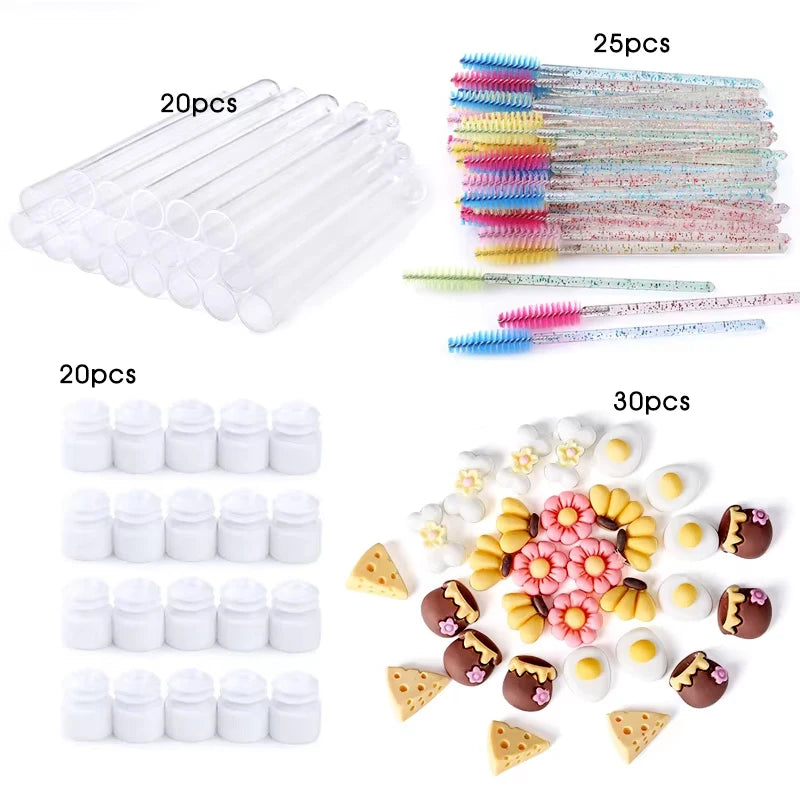 20Pcs Reusable Eyelash Brush Tube Christmas Style Disposable Mascara Wands Applicator with Tube Dust-proof Tubes Makeup Tools
