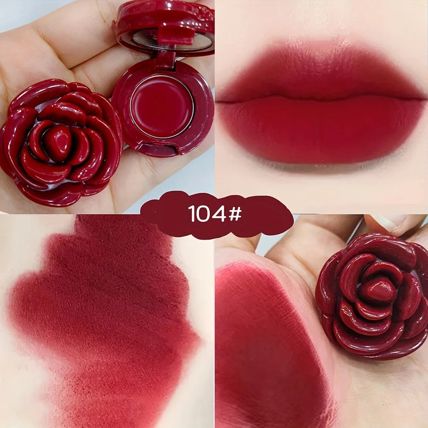 Creative Rose-Shaped Matte Lipstick, Velvet Mousse Lip Clay Long-Lasting Lightweight Matte Makeup Effect for All Skin Types