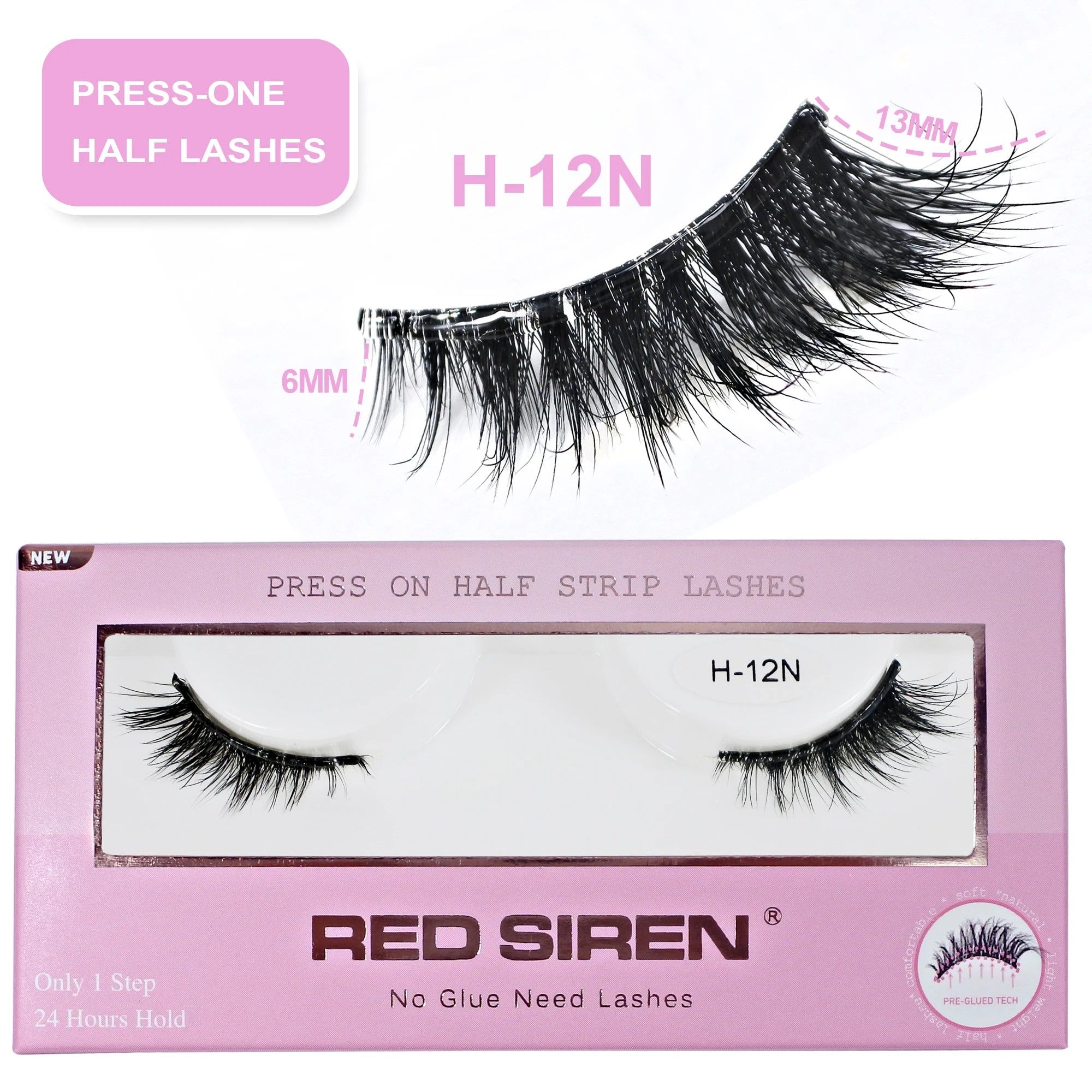 Self Adhesive Eyelashes Wide Glue Strip Press On Half Lashes Soft Clear Band Pre Glued False Eyelashes Reusable Cat Eye Lashes