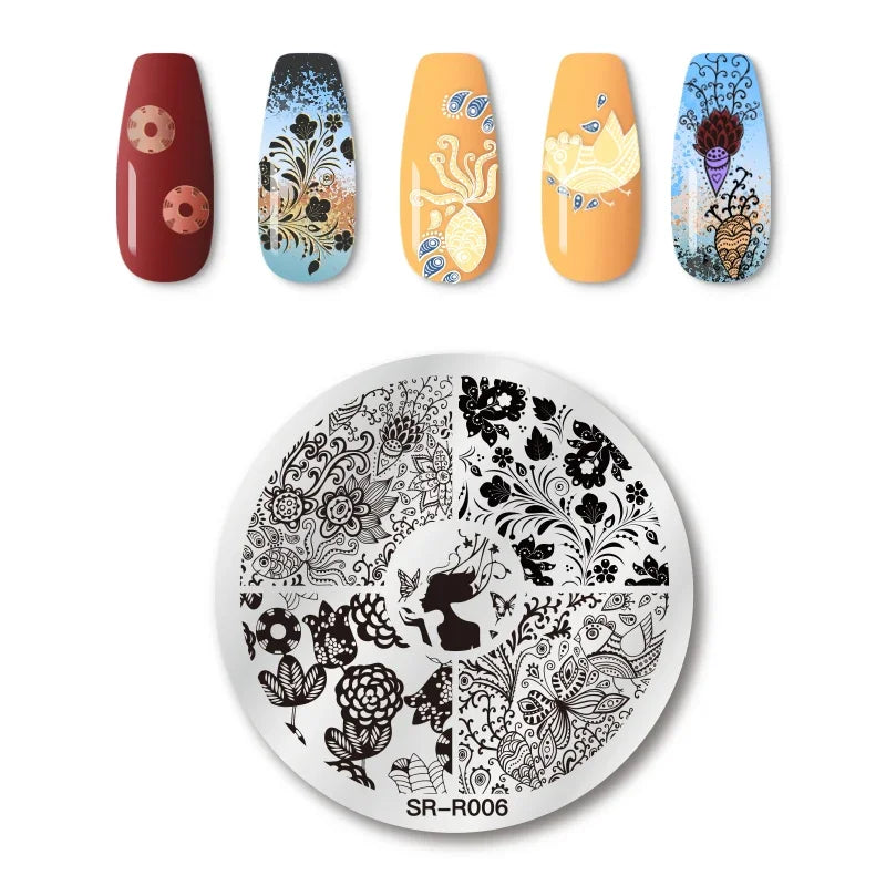 1PC Flower Leaves Line Geometric Stamping Plates Abstract Lady Face Nail Stamp Templates Printing Stencil Nail Art Decoration