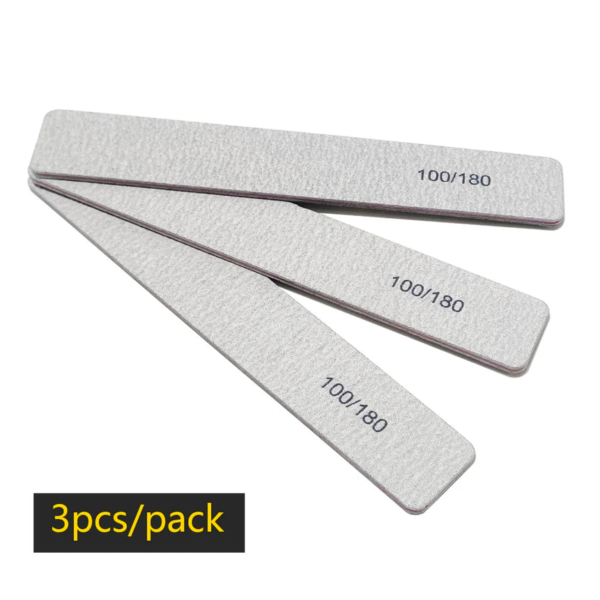 Nail File Buffer 100/180 Grit Half Moon Nail Files Double Side Sandpaper Nail Sanding Grinding Gel Nail Polish Manicure Tool