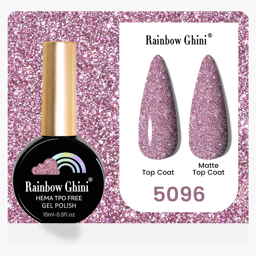 Rainbow Ghini 15ML 146 Colors Long-Lasting Colorful Gel Nail Polish Professional UV/LED Gel Polish Base Coat Matte Top Coat