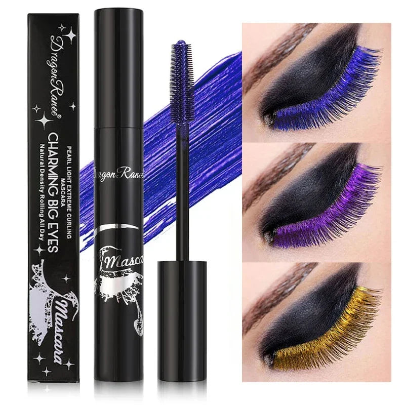 Colorful Mascara Blue Gold Pink Glitter Shimmer Mascara Waterproof Lasting Thick Curling Lengthen Eyelash Extension Mascara