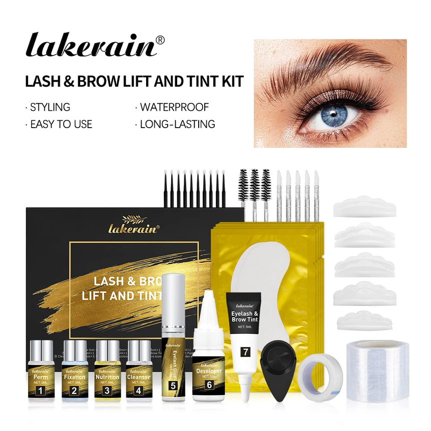Lakerain Lash & Brow Lifted And Tint Kit Lash Brow Lift Perm Fixation Setting Curled Lashes Long-lasting Set Female Makeup