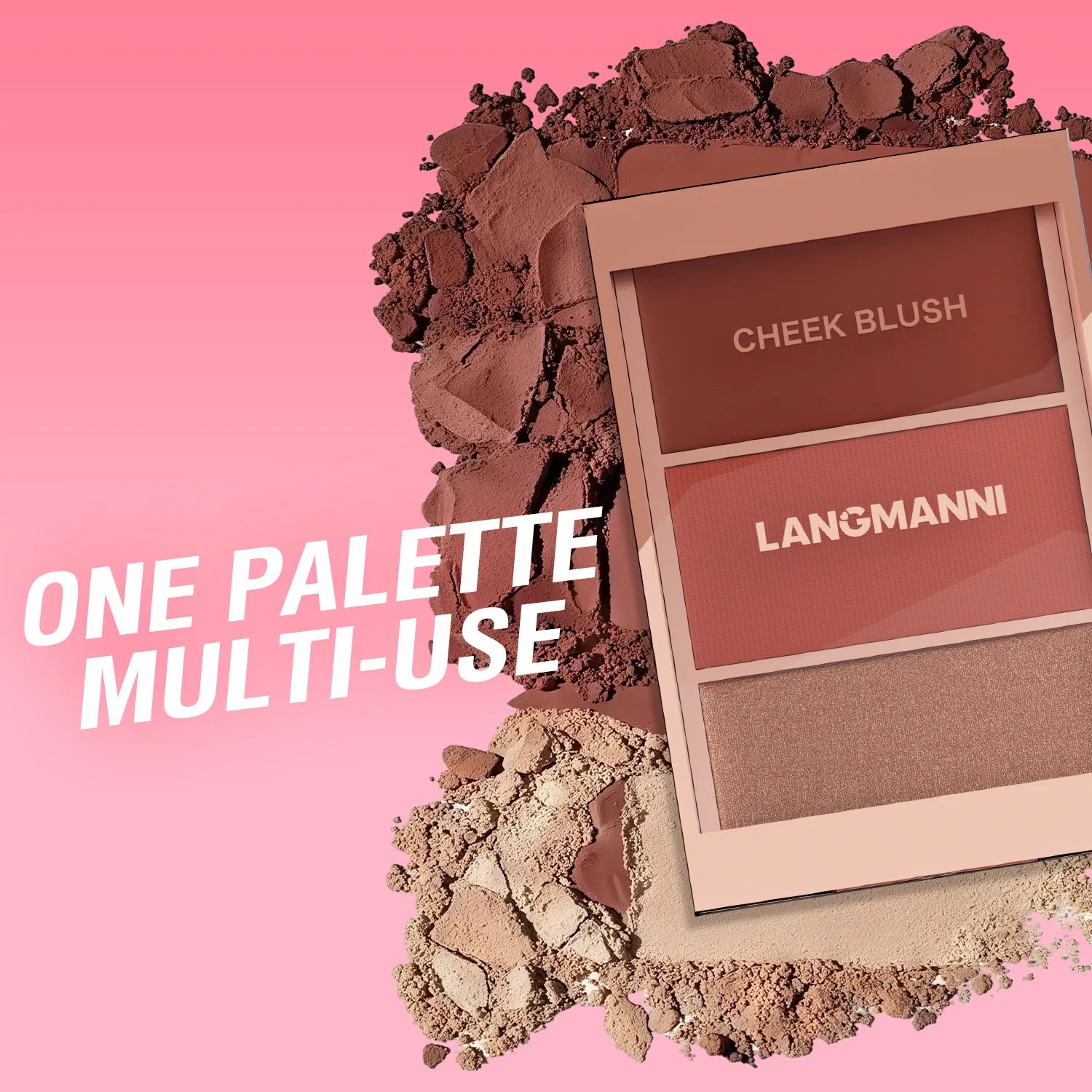 3-in-1 Contouring Blush Palette - Cream & Powder Blush, Contour & Highlight, Buildable Color for a Complete Face & Eye Look