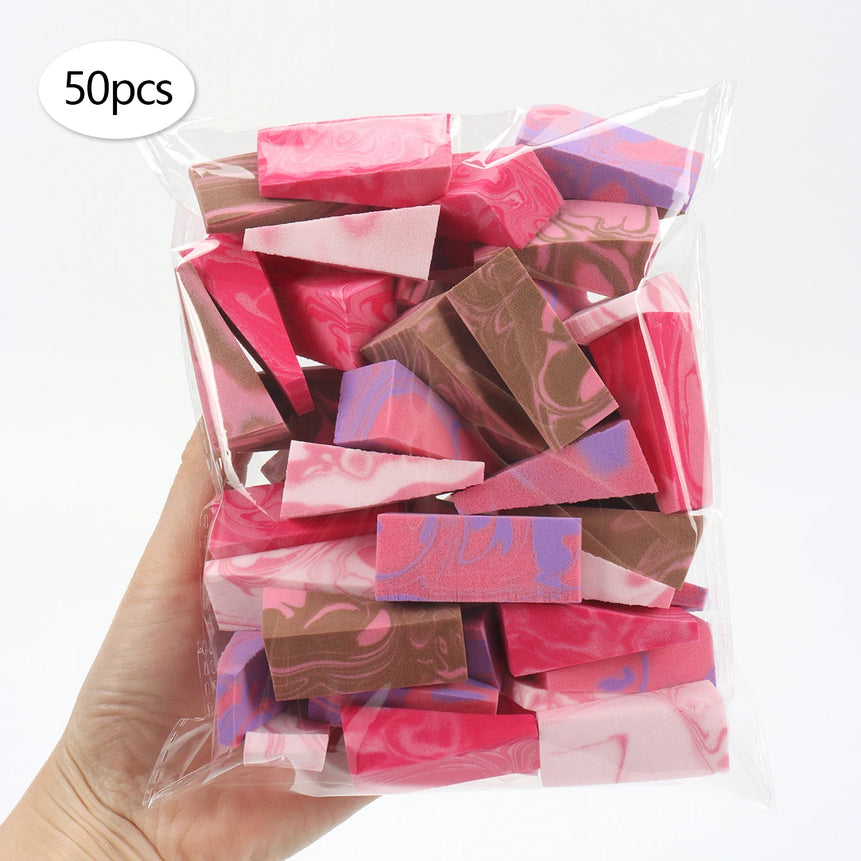 50 Pieces of Random Color Facial Curve Mixed Makeup Sponge, Latex-Free, Small Wedge-Shaped Smooth Application Beauty Sponge Applicator