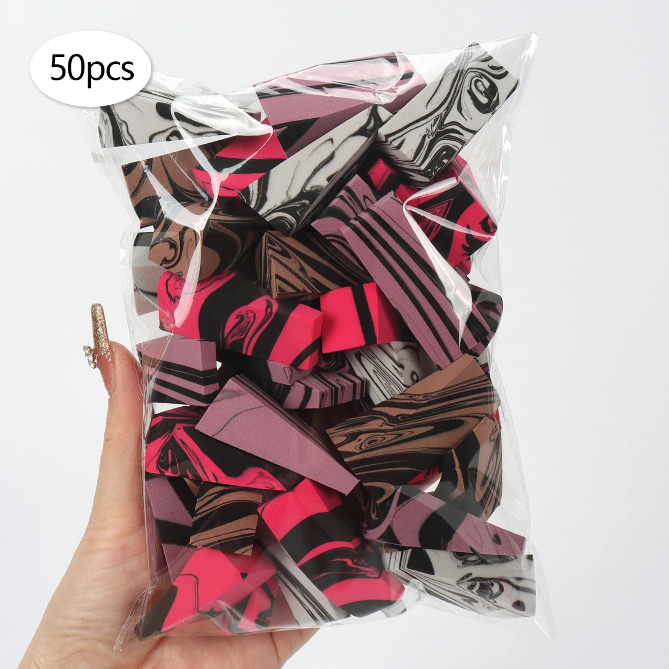 50 Pieces of Random Color Facial Curve Mixed Makeup Sponge, Latex-Free, Small Wedge-Shaped Smooth Application Beauty Sponge Applicator