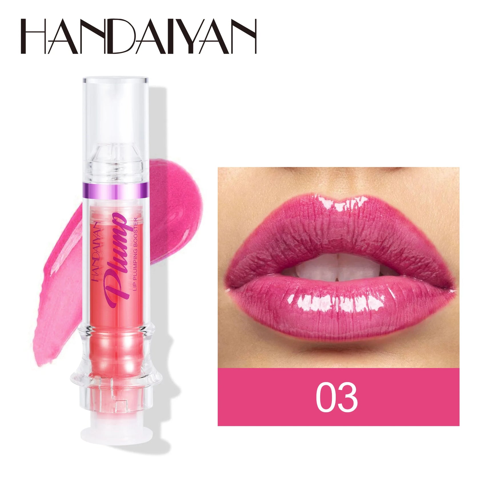Handaiyan Lip Plumping Booster Sexy Plumper Glitter Red Nude Lipstick Liquid Waterproof Moisturize Oil Lipgloss Makeup