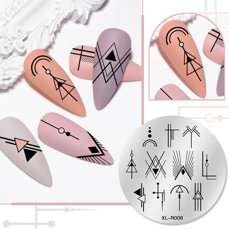 1PC Flower Leaves Line Geometric Stamping Plates Abstract Lady Face Nail Stamp Templates Printing Stencil Nail Art Decoration