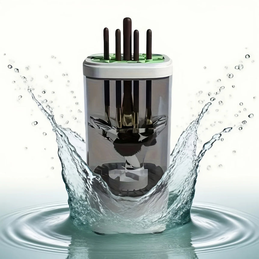Electric makeup brush cleaner, handheld automatic makeup brush cleaning tool, suitable for 3-4 brushes, thoroughly clean