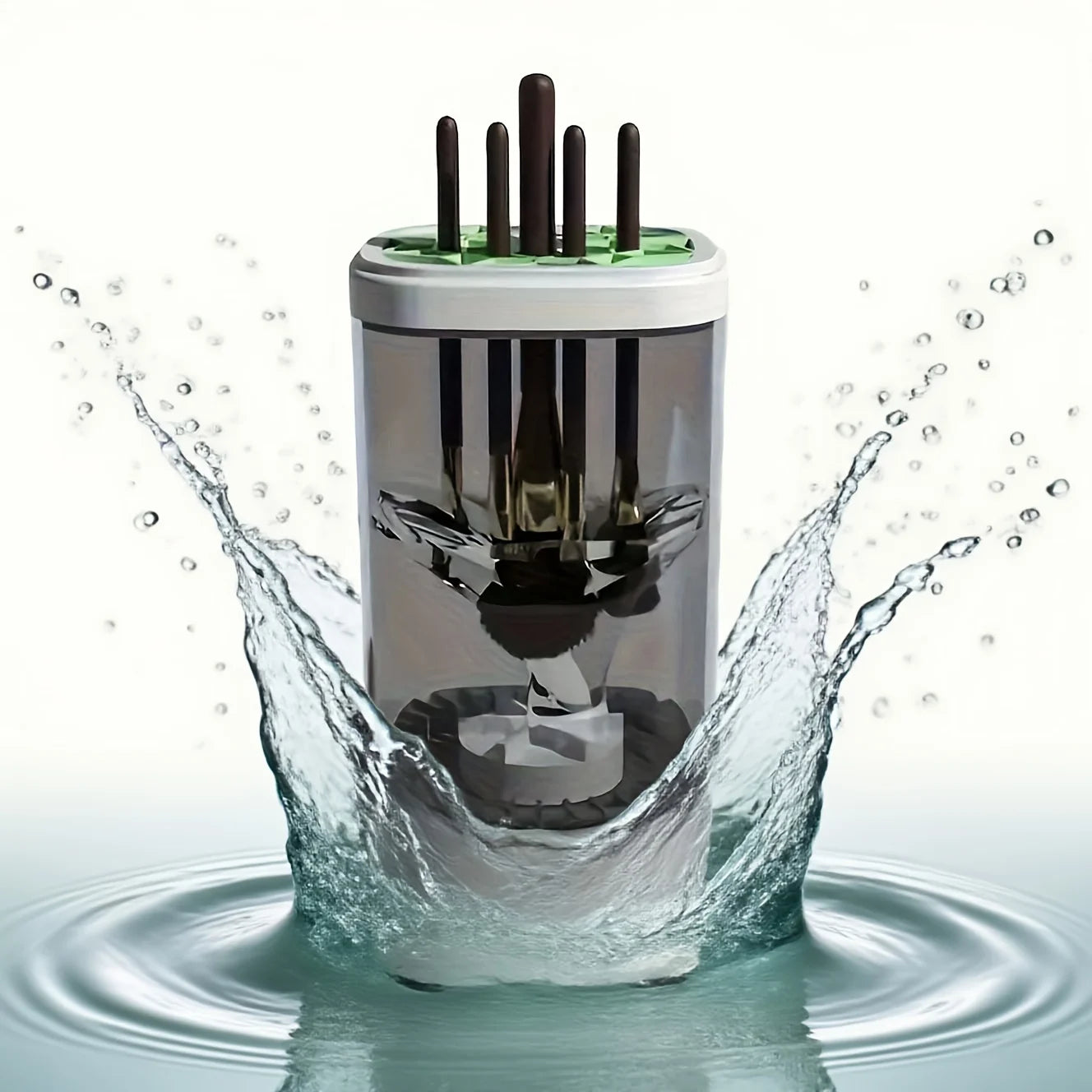 Electric makeup brush cleaner, handheld automatic makeup brush cleaning tool, suitable for 3-4 brushes, thoroughly clean