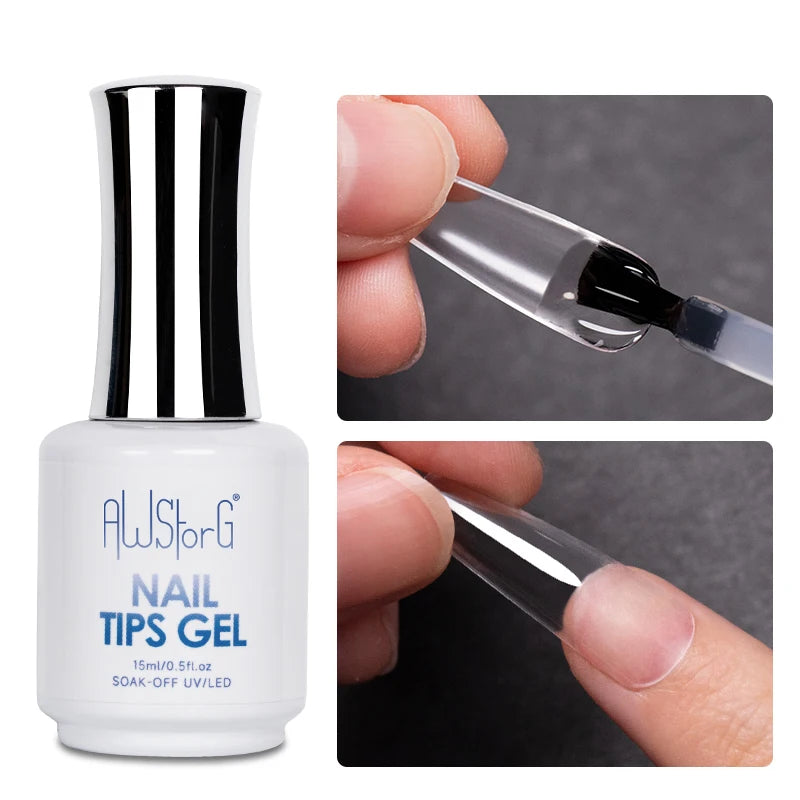 AWStorG  Fiber Rubber Base Gel For Nails UV Gel Polish Semi Permanent Repair Fix Crack Nail Rubber Base Gel Strengthener 15ml