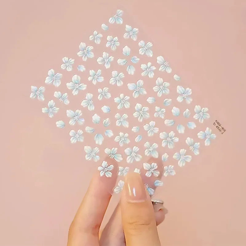 New Hipster Pure White Flowers Rose Spring Lily Camellia Daisy Jelly Cherry Blossom Nail Art Stickers Manicure Decals ZJT11