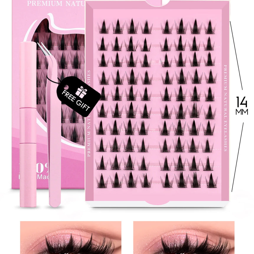 GROINNEYA Cluster Lashes Kit Manga Lashes Natural Eyelash extension Cluster Natural Volume Individual Lashes Mixed Tray Lashes