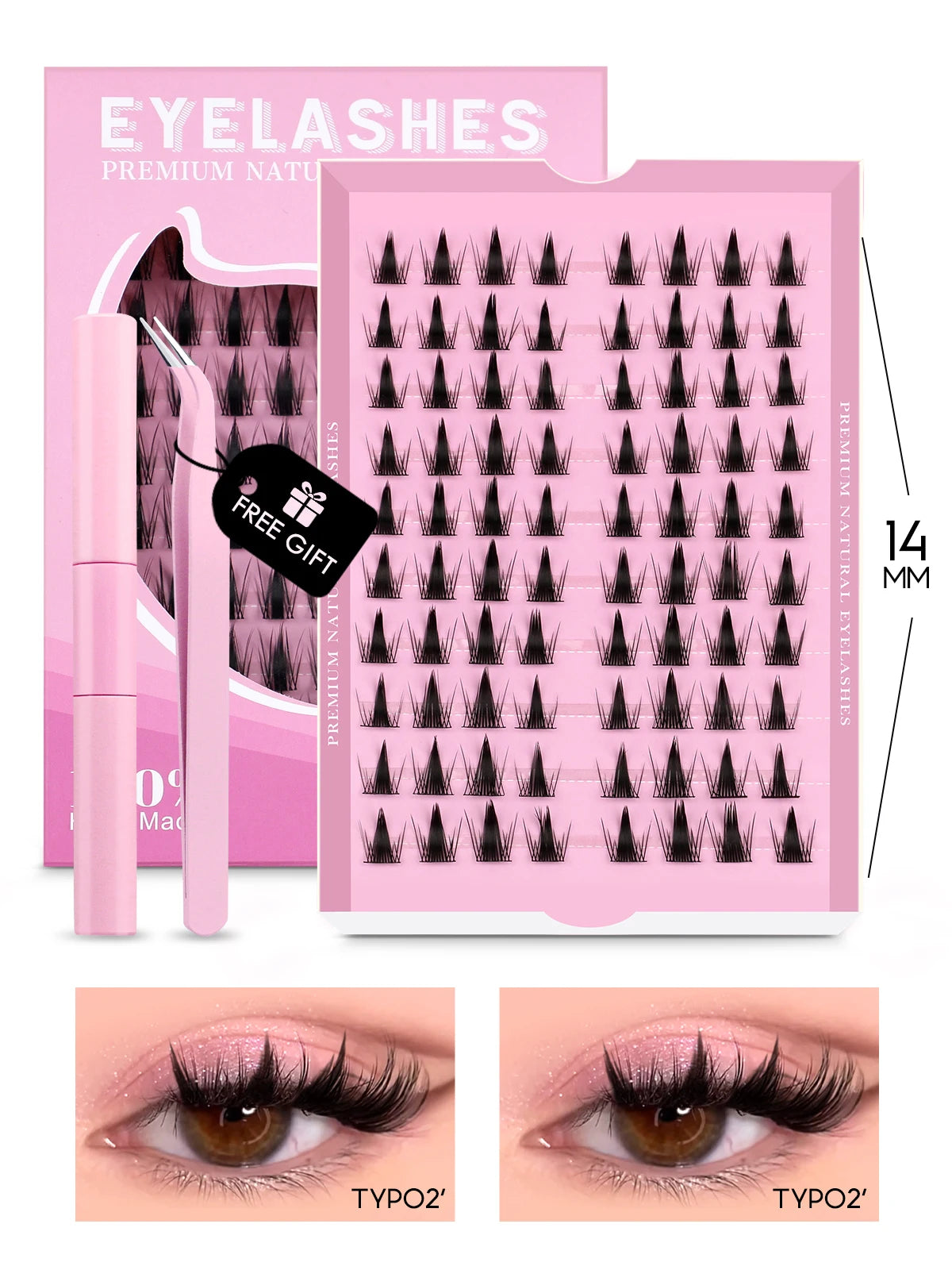 GROINNEYA Cluster Lashes Kit Manga Lashes Natural Eyelash extension Cluster Natural Volume Individual Lashes Mixed Tray Lashes