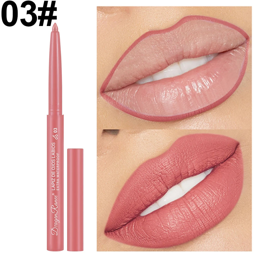 Lip Liner Lipstick Pen Waterproof Long-Lasting Hook Line Lip Pencil Matte Matte Beginner Automatic Lip Liner Bean Paste Color Hook Pen Automatic Rotating Lip Liner