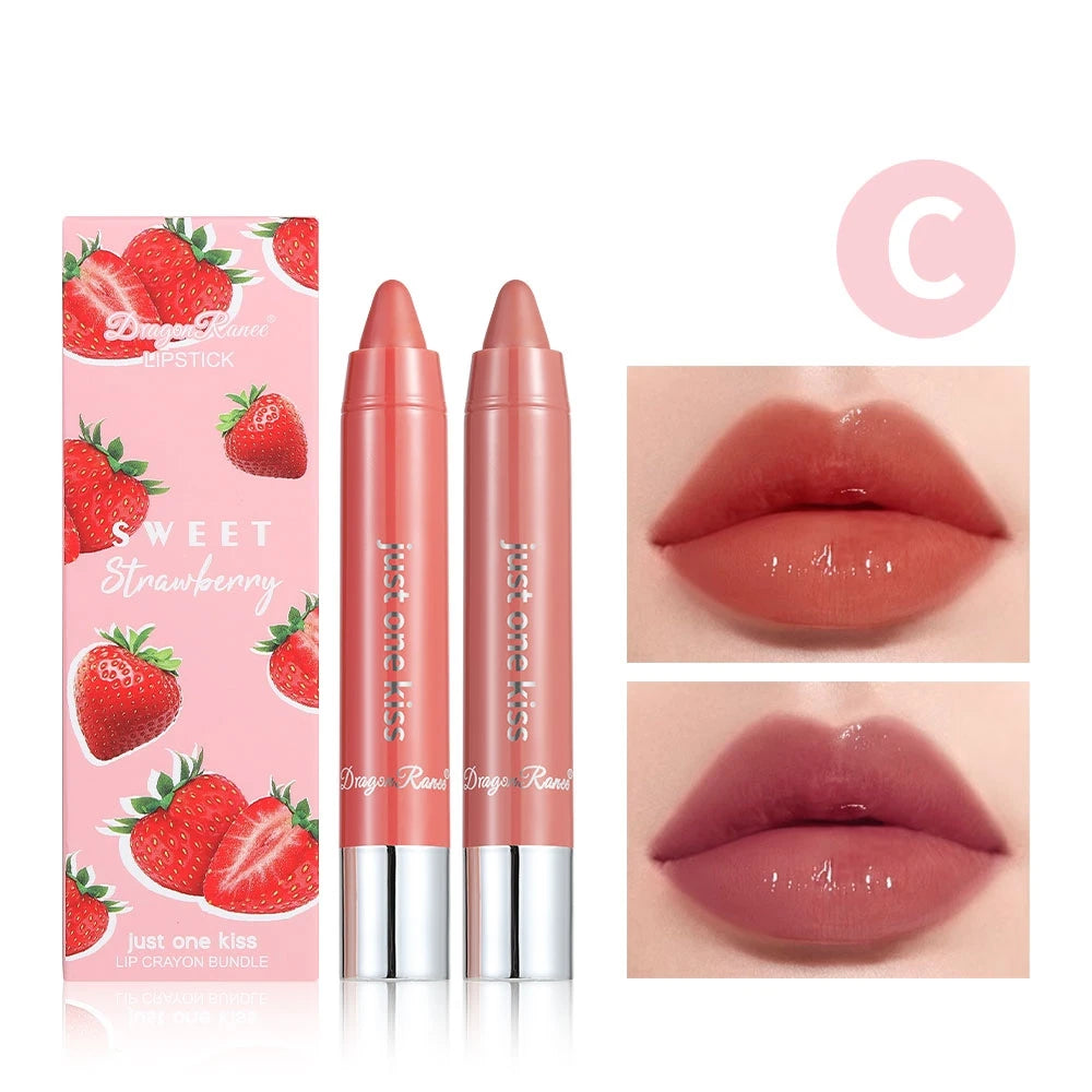 Two Lipstick Set, Water-Glossy Mirror, Light-Lasting, Moisturizing, Non-Removing Makeup, Long-Lasting Makeup Effect Lipstick Set