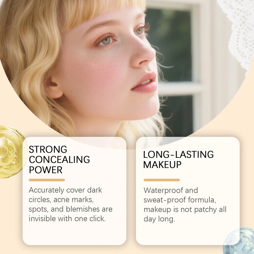 Full Coverage Concealer Waterproof Natural Finish Hydrating Crease Proof Liquid Concealer Makeup for Under Eye Acne Spot